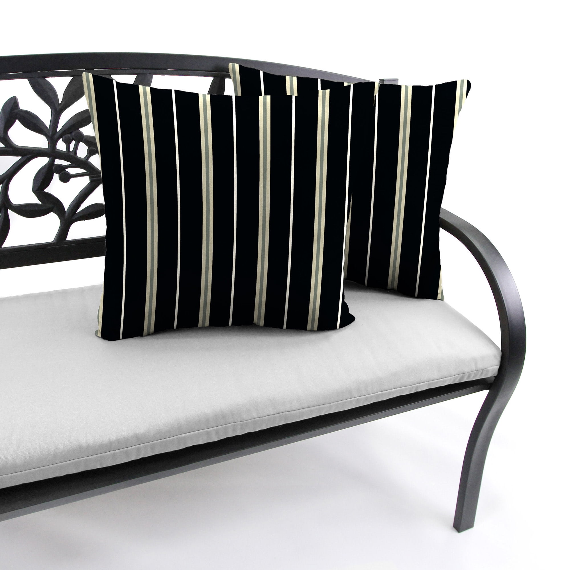 Jordan Manufacturing 18" x 18" Platt Ink Black Stripe Square Outdoor Throw Pillow (2 Pack)