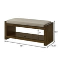 thumbnail image 7 of GZXS 40" Storage Shoe Bench with Open Shelf and Padded Linen Cushion, Wooden Entryway Seat/Bedroom Ottoman for End of Bed, Windows, Living Room, 7 of 7