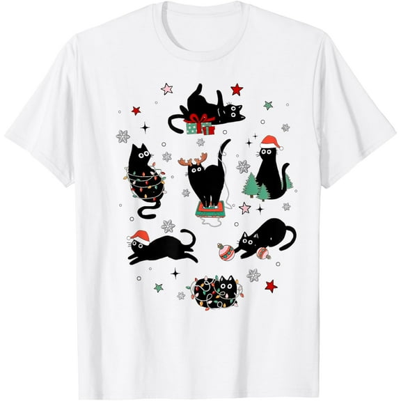 Christmas Black Cats T-Shirt Tee