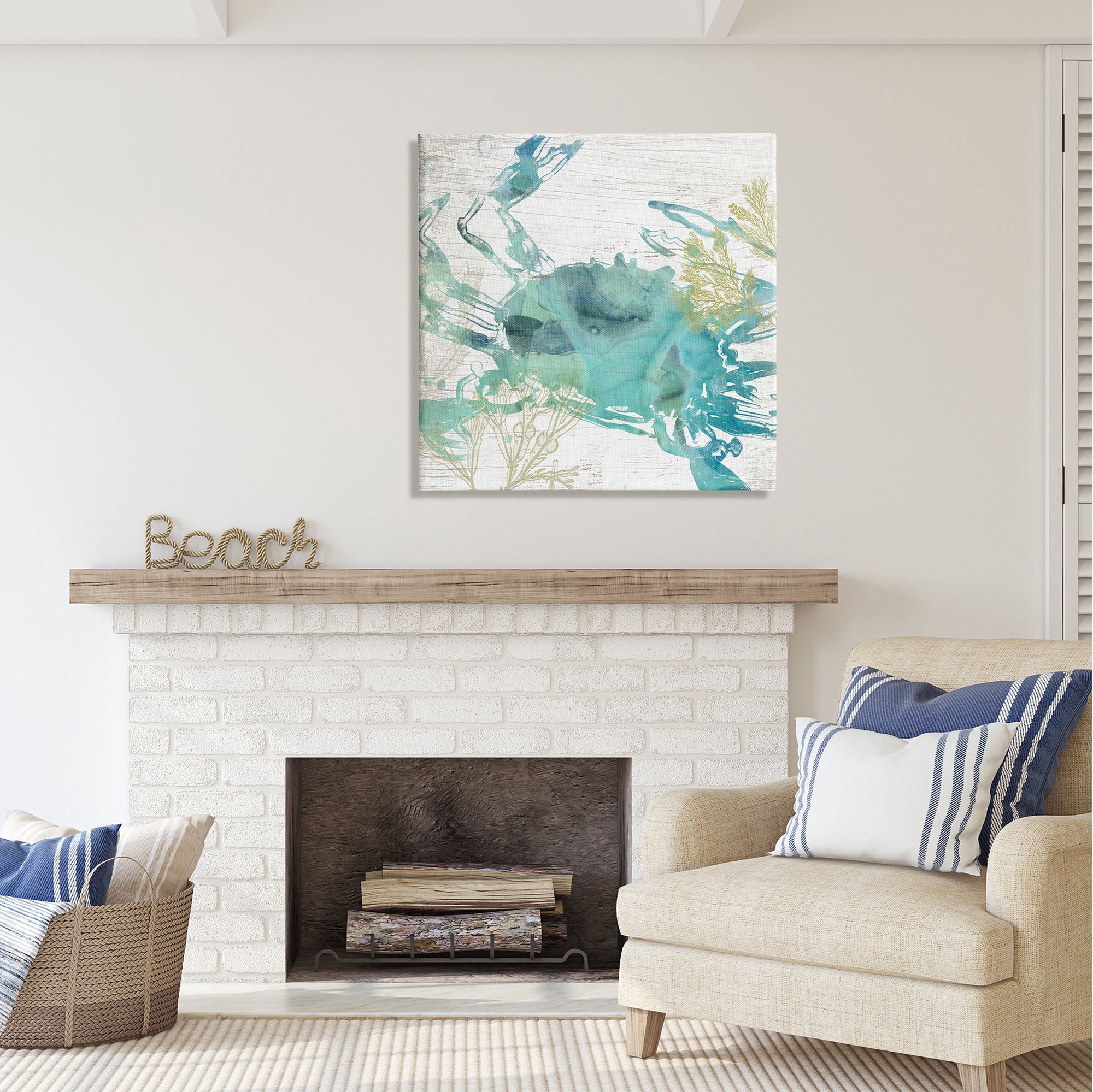 Stupell Industries Abstract Blue Crab Animals & Insects Painting Gallery Wrapped Canvas Print Wall Art, 30 x 30