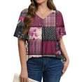 thumbnail image 5 of Plus Size Blusas Elegantes Para Mujer, Plus Size Summer Shirts for Women, Womens Tops Short Sleeve Shirts Buttons V Neck Spring Fashion Summer Outfits Plus Size Blouses Dressy Casual, Hot Pink XL, 5 of 6