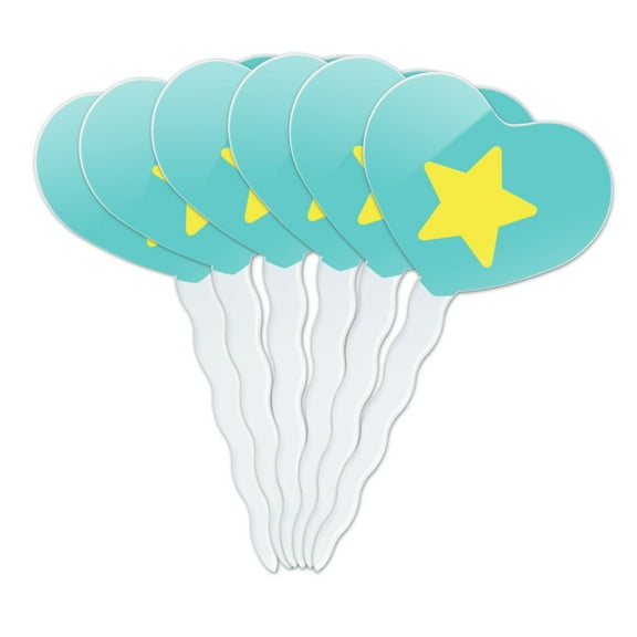 Steven Universe Pearl Star Heart Love Cupcake Picks Toppers Decoration Set of 6