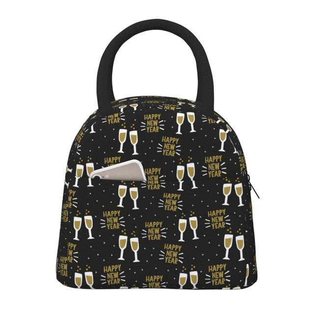 Balery Happy New Year Bolsa de Almuerzo para Mujeres, Caja de Almuerzo, Bolsa de Almuerzo Pequeña Impermeable, Tote de Almuerzo Reutilizable con Gran Capacidad