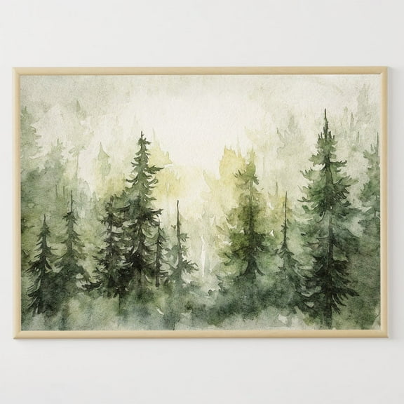 Pine Forest Art Poster: Rustic Greenery Wall Decor, Unframed Poster Size 8x12