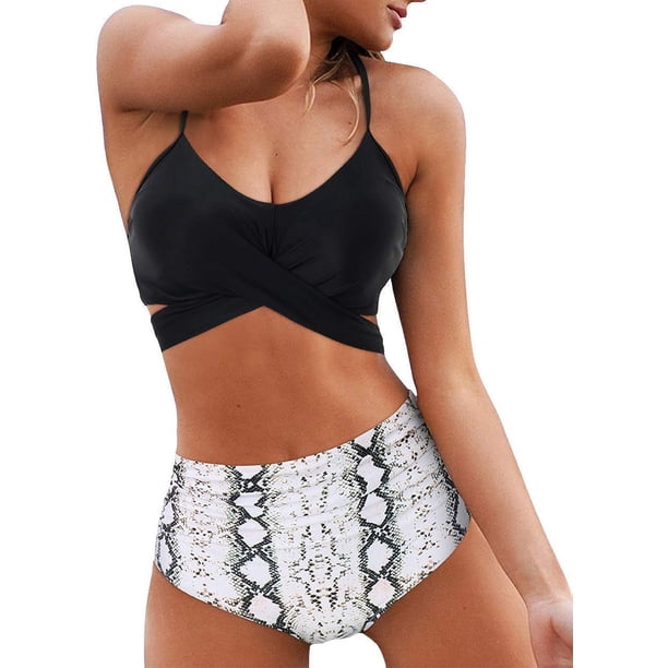 Traje de baño de cintura alta dividido para mujer, bikini sexy, traje de baño con push-up, conjunto de bikini con vendaje y parte superior de tubo