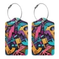 thumbnail image 3 of Naloa Vibrant Graffiti Urban Art Luggage Tag for Suitcase Leather Baggage Tag with Stainless Steel Loop Privacy Cover for Women Men Girls-2 PCS, 3 of 5