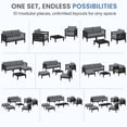 thumbnail image 5 of SERWALL HDPE 10-Piece Outdoor Patio Furniture Set, All-Weather Patio Conversation Set, Outdoor Sectional Sofa Couch Set with Coffee Table, Ottomans & Cushions, Black/Grey, 5 of 10