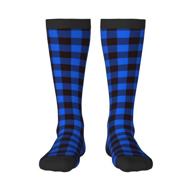 Balery Buffalo Plaid Blue Black Calcetines novedosos Calcetines deportivos Calcetines hasta la rodilla Calcetines de algodón Calcetines originales y geniales