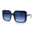 thumbnail image 6 of Womens Rimless Designer Fashion Oversized Rectangular Plastic Sunglasses All Blue, 6 of 8