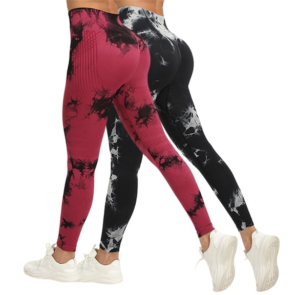 HAJWOH 2PC Butt Enhancing Yoga Pants for Women High Waist Tummy Control Seamless Soft Workout Leggings