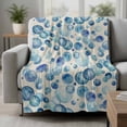 thumbnail image 2 of Vintage Blue Bubbles Fleece Throw Blanket Watercolor Gradient Bubble Summer Ocean Ultra Soft Fuzzy Cozy Flannel Throw Blanket for Couch Sofa Bed Car Travel, Ideal Gifts 50x80 Inches, 2 of 9