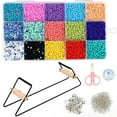thumbnail image 1 of EASTIN Bead Loom Kit Complete Metal Bead Loom Tool Kit with 15 Colors Seed Beads Scissors Crystal Thread Stainless Steel Weaving Beading Set DIY Beading Loom Kits, 1 of 7