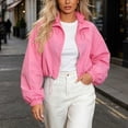 thumbnail image 6 of Husipze Womens Windbreaker Cropped Jackets Lightweight Drawstring Long Sleeve Stand Collar Full Zip Up Hooded Sports Jacket Pink M, 6 of 6