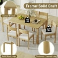 thumbnail image 6 of 7-Piece Retro Dining Table Set, 60" Solid Wood Kitchen Table Set with 6 Upholstered Chairs and Thicken Seats, Easy Assembly for Dining Room, Natural, 6 of 7