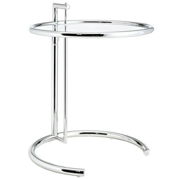 Hawthorne Collection Glass Top Adjustable End Table in Silver