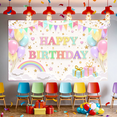 thumbnail image 6 of Colorful Happy Birthday Decorative Banner Neon Children Party Background for Birthday Celebration Kids Event Indoor Decoration, 6 of 8