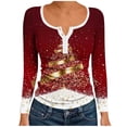 thumbnail image 2 of Aobny Women Shirts Compression Christmas T Shirt Long Sleeve Pullover Red Henley Funny Shirt,XL, 2 of 6
