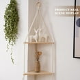 thumbnail image 5 of YSTDHL Macrame Hanging Shelf Boho Wall Decor 3 Tier， Handmade Cotton Rope Rustic Wood Floating Shelves，Display Photos Plant Hanging Storage Shelves for Bathroom, Bedroom, Living Room, Nursery, 5 of 7