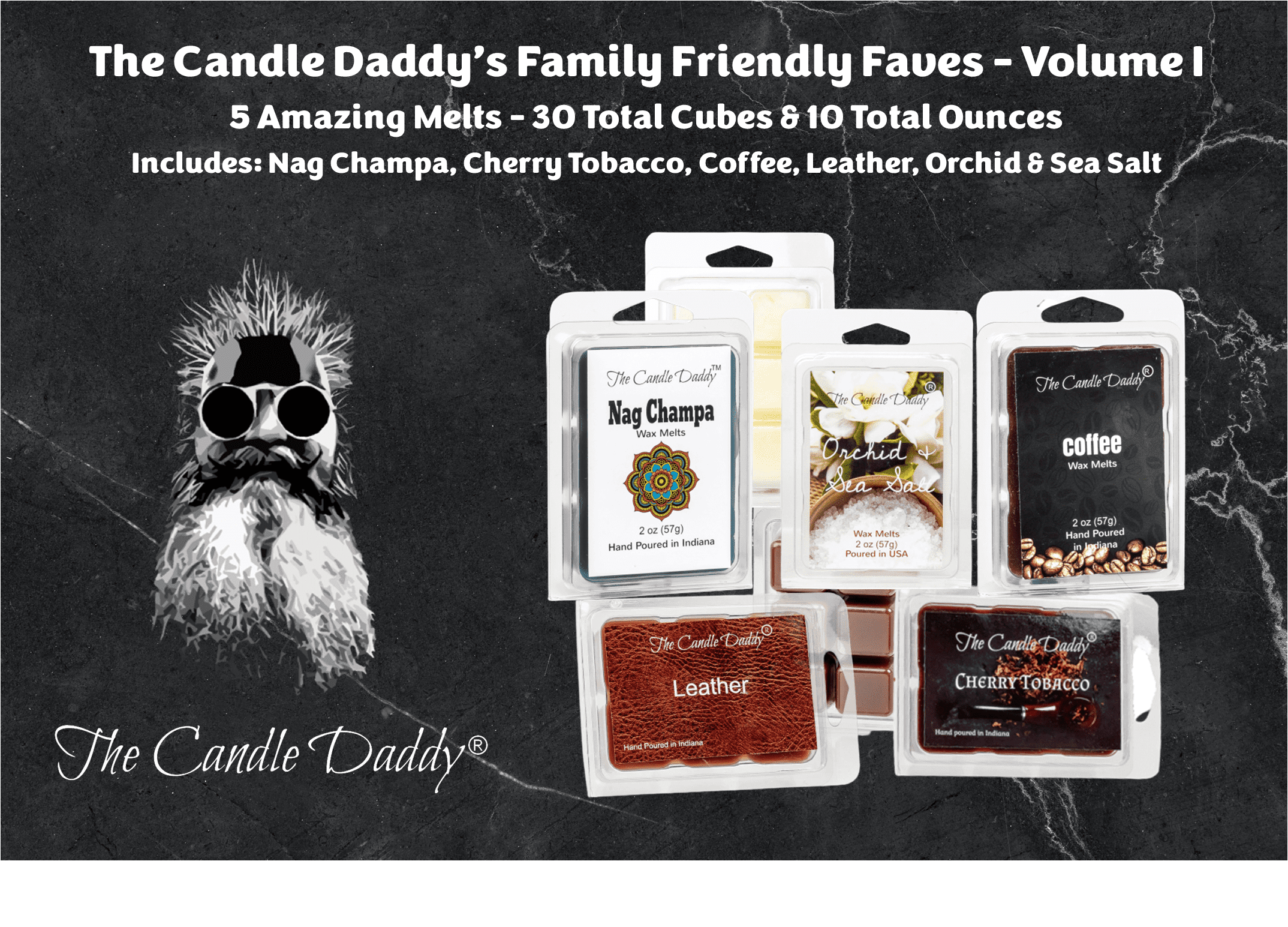 The Candle Daddy's Family Friendly Faves Volume I - 5 Pack of Wax Melts - 30 Total Cubes - 10 Total Ounces