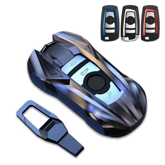 Key Cover Case, Zinc Alloy Smart Key Fob Case Holder Shell with Keychain Compatible for BMW 1 3 4 5 6 7 Series X3 X4 M5 M6 GT3 GT5
