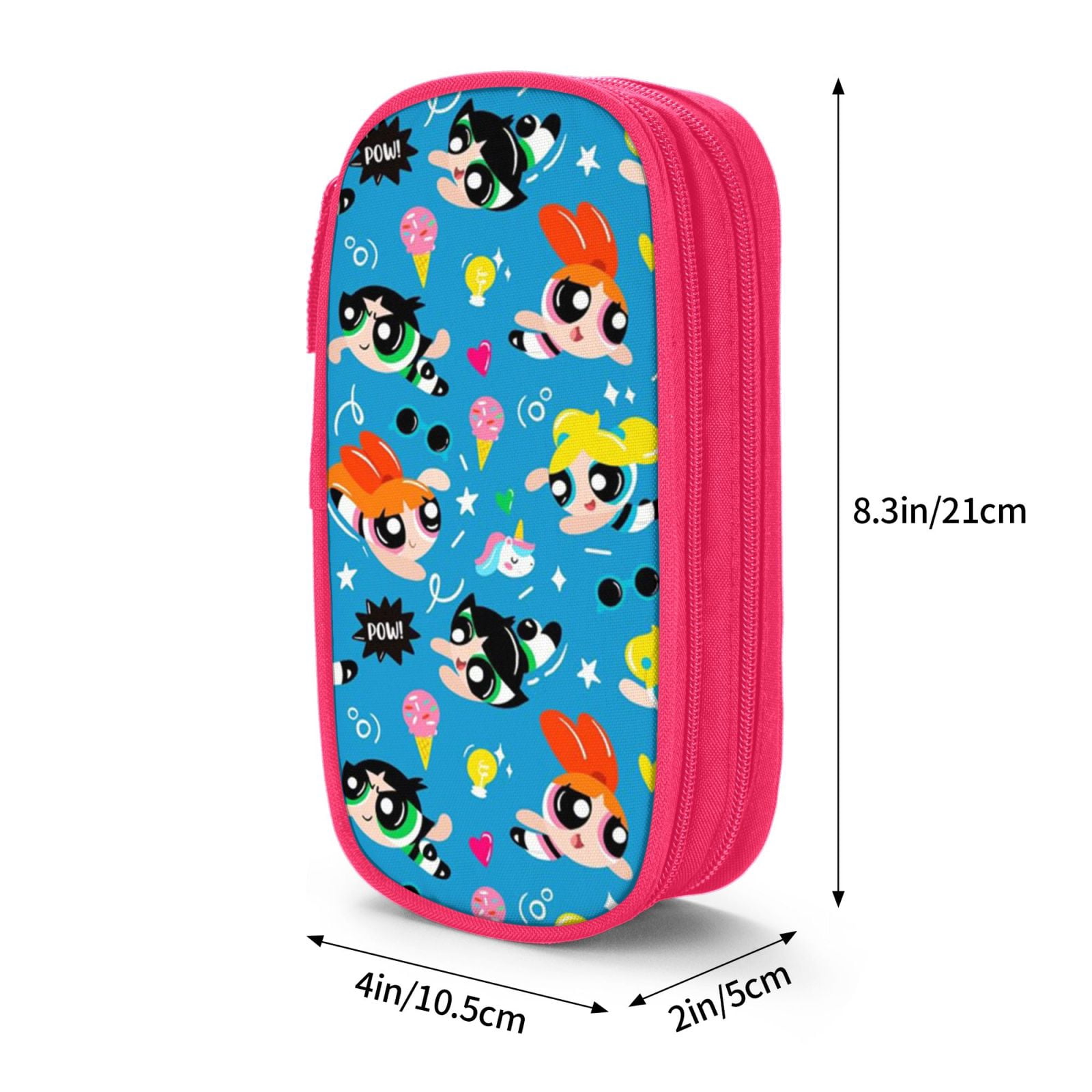The Powerpuff Gi-rls Pencil Case Large Capacity Pencil Pouch Pen Bag Office Stationery Organizer Travel Makeup Bag Pink