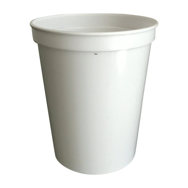 CSBD 10 Pack White Blank 16 oz Plastic Stadium Cups Bulk Reusable or