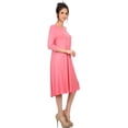 thumbnail image 3 of Women's Comfortable 3/4 Sleeve Midi Dress – Solid A-Line Casual Fit, 3 of 4