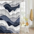 thumbnail image 4 of Fabric Shower Curtain, Gradient Ocean Waves Dark Blue Gradient Waves Shower Curtains with 12 Hooks Waterproof Machine Washable Bath Curtains for Bathroom,72 x 96in, 4 of 6