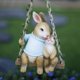 thumbnail image 4 of Garden Decoration Garden Ornaments Simulation Animal Sculpture Resin Rabbit Swing Ornaments, 4 of 5