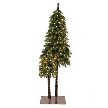 Three Foot Lighted Christmas Tree Home Heritage True Bark 3 Foot & 5 Foot Twin Christmas Trees with White Lights ()