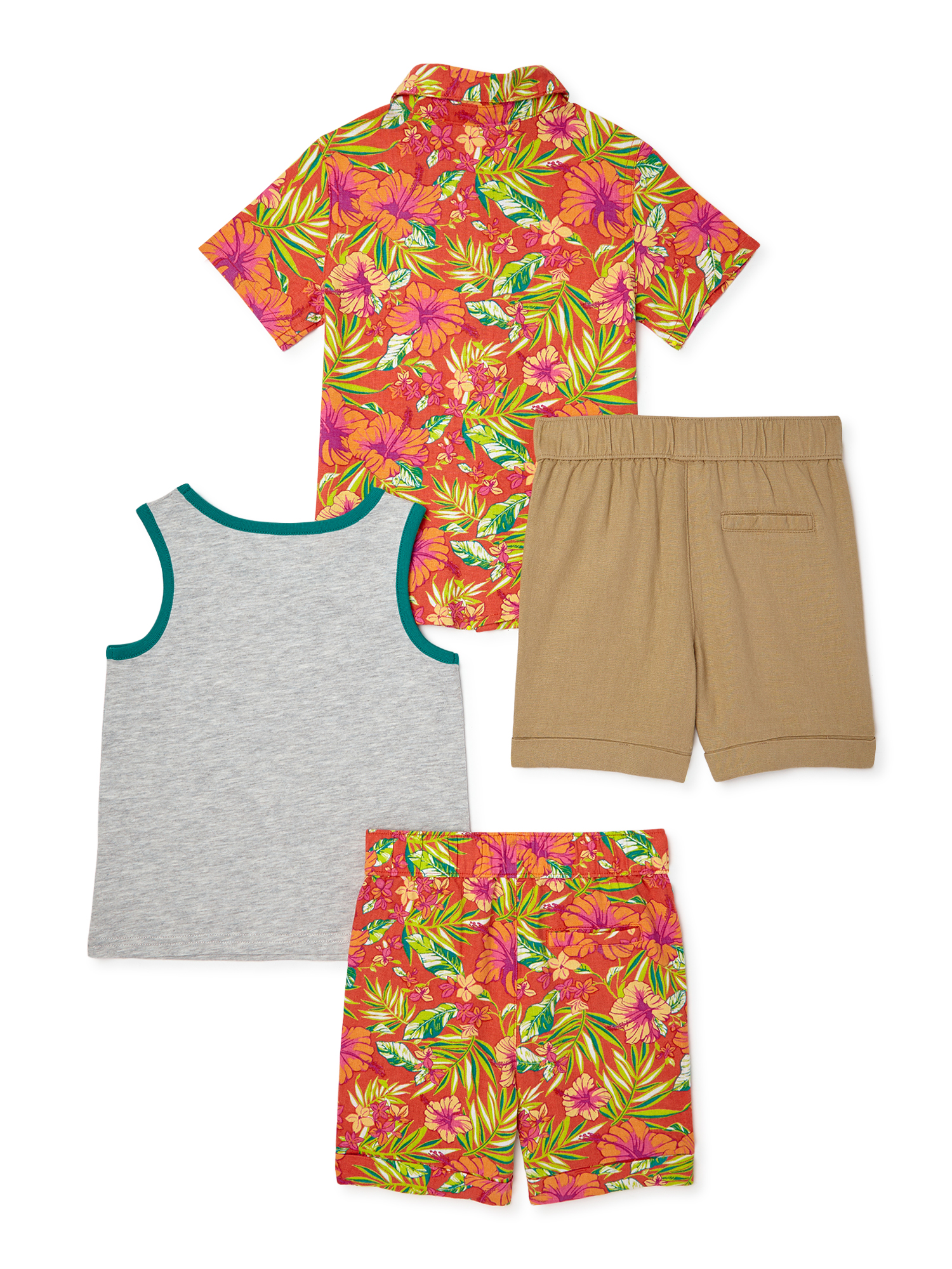 Wonder Nation Baby and Toddler Boy Woven Shirt, Tank, and Shorts Mix and Match Outfit Set, 4-Piece, Sizes 12M-5T - image 3 of 3