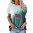 thumbnail image 1 of Camisetas Casuales de las Mujeres Que Cambian de Color Día de la Independencia Imprimir Cuello de la Tripulación, Novedad Gráfico Tops de las Mujeres Casuales, 1 of 6