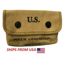 US WWII Canvas Shotgun Shell Pouch Marked U.S- Khaki