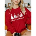 thumbnail image 3 of Women Christmas Sweatshirt Christmas Tree Graphic Long Sleeve Shirt Xmas Holiday Pullover Top, 3 of 5