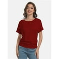 thumbnail image 6 of Women's Short Sleeve Boat Neck Top - Dolman Style with Side Shirring & Drape Detail, 6 of 6