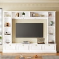thumbnail image 2 of Large Wall Unit Entertainment Center with Bookshelves for TVs Up to 78'', Modern TV Console with Cabinets and Open Shelves, White, 2 of 8