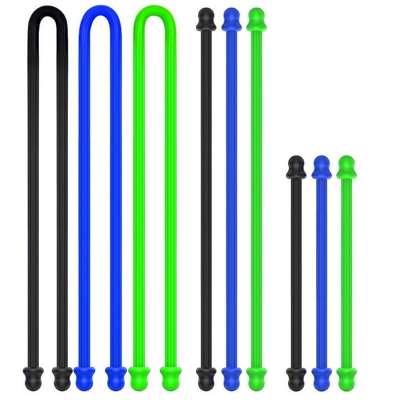 9Pcs 4'', 6'', 12'' Original Silicone Cable Tie, Steel-Core Twist Ties Straps NICO SEE WONDER