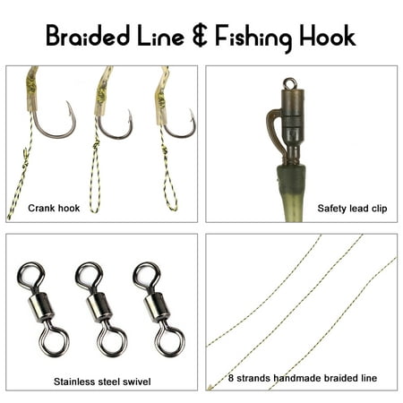 Carp Fishing Hair Rigs Braided Thread Curve Shank Fishing Hook with Line Carp Rigs Fishing (Best Carp Hooks 2019)