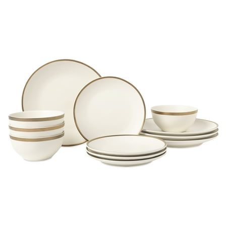 Thyme & Table Everest 12-Piece Ceramic Dinnerware Set Off-White