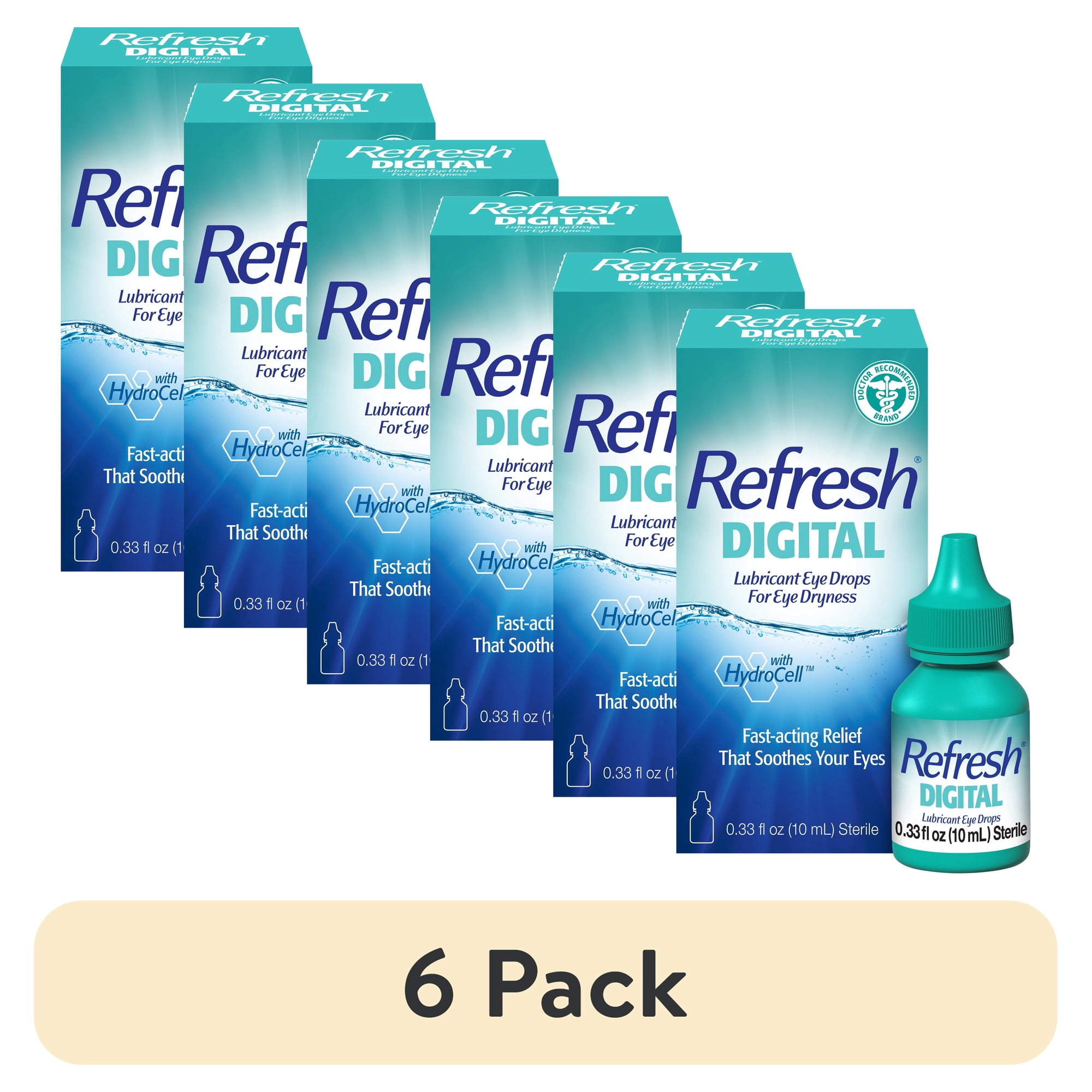 (6 pack) Refresh Digital Lubricant Eye Drops Artificial Tears, 10 ml