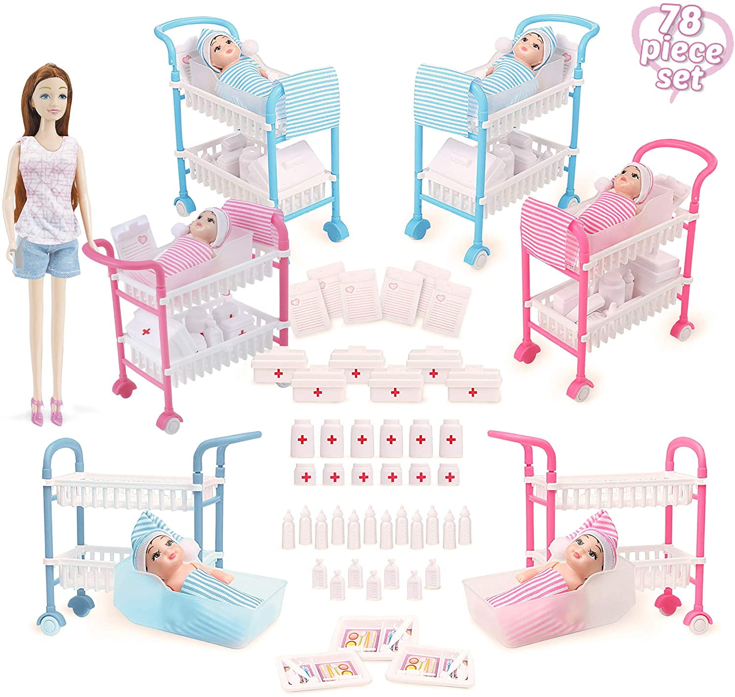 Nursery Playset Baby Doll Doctor, Newborn Baby Dolls Set and Accessories