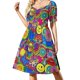 thumbnail image 3 of Vestido de manga corta con estampado hippie, ropa para mujer, vestido de noche para mujer, atuendos de verano para mujer, 3 of 7