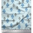 thumbnail image 1 of Soimoi Modal Satin Fabric Tree Block Printed Fabric 1 Yard 42 Inch Wide, 1 of 1