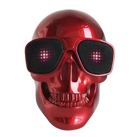 Matoen Halloween Skull Bluetooth Speakers Portable Wireless Speaker Built-in 1200mah Battery Cool Design Stereo Speaker for Halloween Party Travel Outdoor Home Decor Support Card/USB/AUX