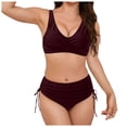 thumbnail image 3 of Wamejoo Women's High Waisted Bikini Set Tummy Control 2 Piece Swimsuit for Women Push Up Twist Front Bathing Suit 2026 (Wine, M), 3 of 9