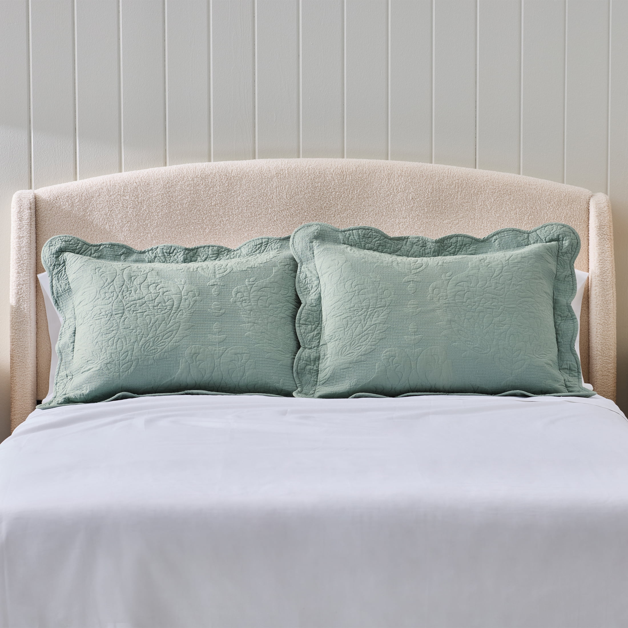 Better Homes & Gardens Paisley Medallion Cotton Pillow Shams, King, Green, 2 Pack