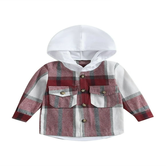 Enfants Garçons Chemise Manteau Automne Vêtements Bambins Plaid Patchwork Manches Longues Tops Enfants Occasionnels à Capuche Outwear