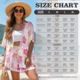 thumbnail image 7 of FKEKYI 2 Piece Short Set for Women Summer Shirt Top & Shorts with Elastic Waist Pink Cherry Flower Print Casual Loungewear Resort Wear Ladies Vacation Outfits, M, 7 of 7