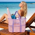 thumbnail image 4 of Extra-Large Beach Tote Bag With Mesh And Nylon Storage, Handheld Swimwear Organizer For Travel, Wide Waterproof Handles, Lightweight Durable Polyester, 60×40×20 Cm, Multicolor For Sea Or Pool Use, 4 of 6