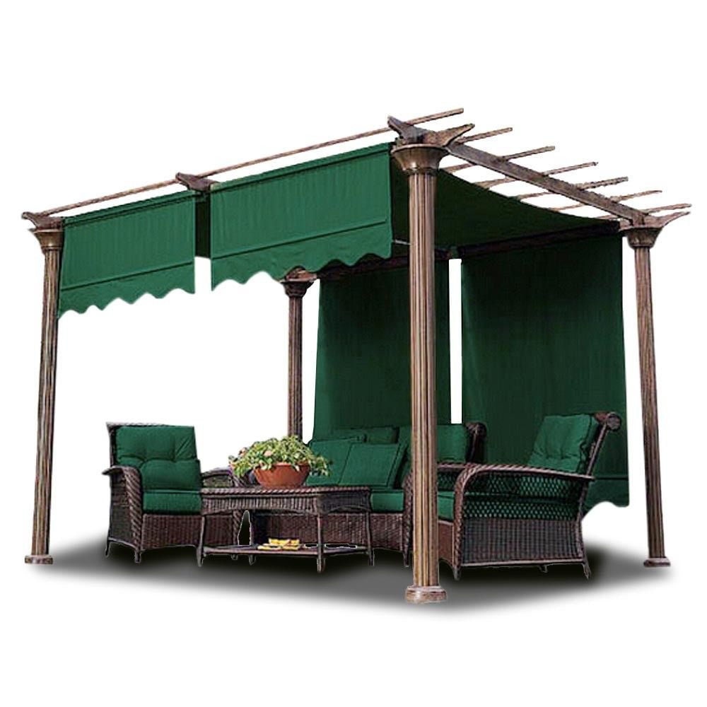 2x 15.5x4Ft Canopy Replacement Cover Pergola Gazebo Yard Green  w/ Valance Top 